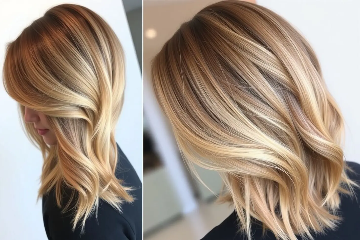 Imagem de cabelo loiro escuro natural, destacando sua beleza e luminosidade.
