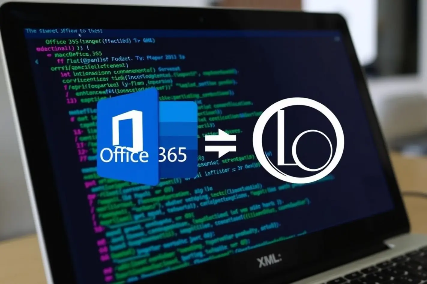 Ilustração digital representando problemas de compatibilidade entre Office 365 e LibreOffice.