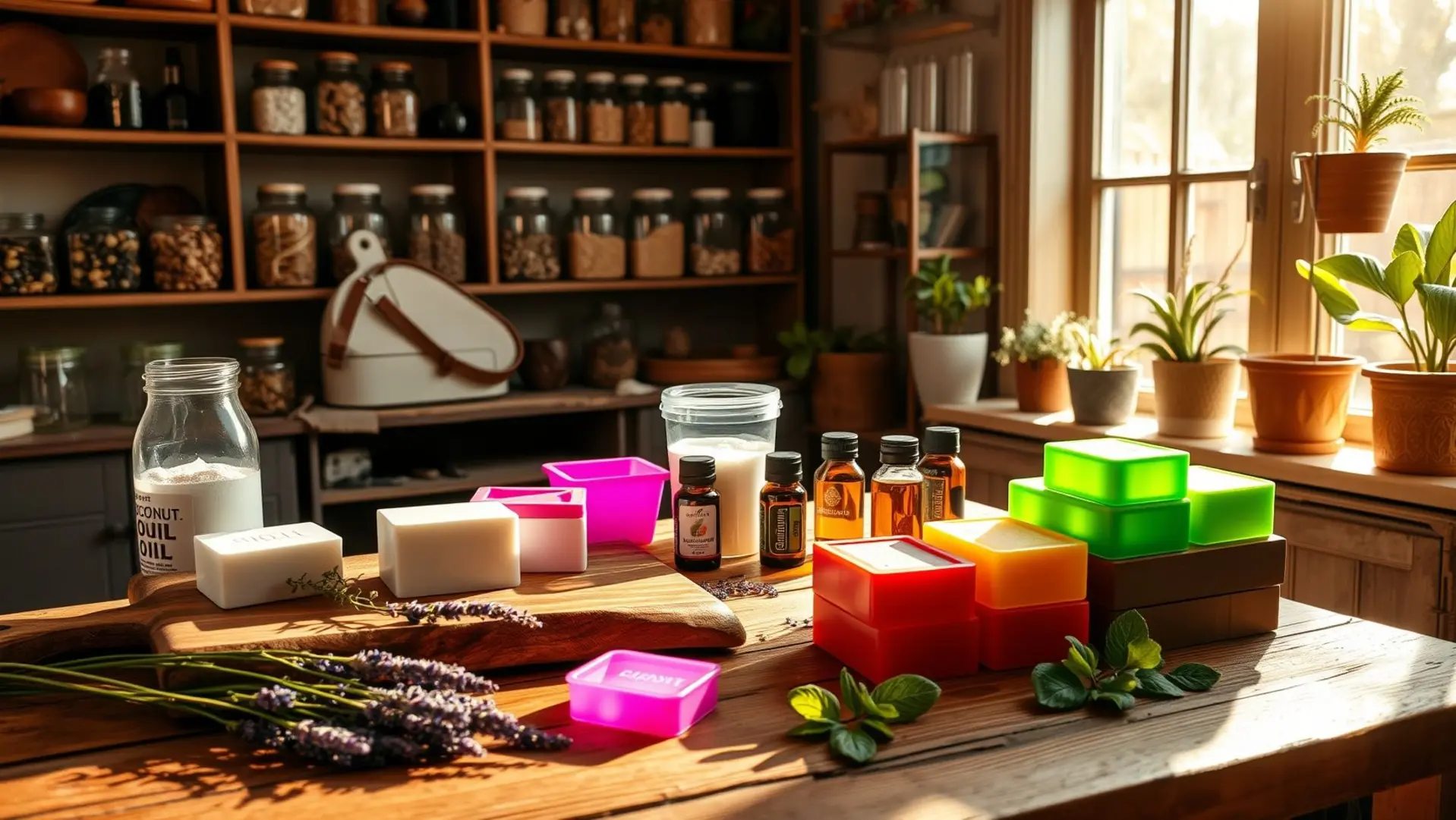 Sabonete artesanal em processo de fabricação com ingredientes naturais.