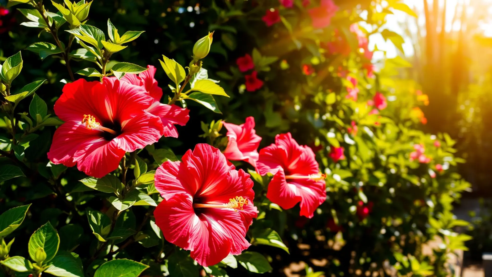 Hibisco para chás: 3 cuidados que garantem florada intensa 1 Hibisco em flor no jardim