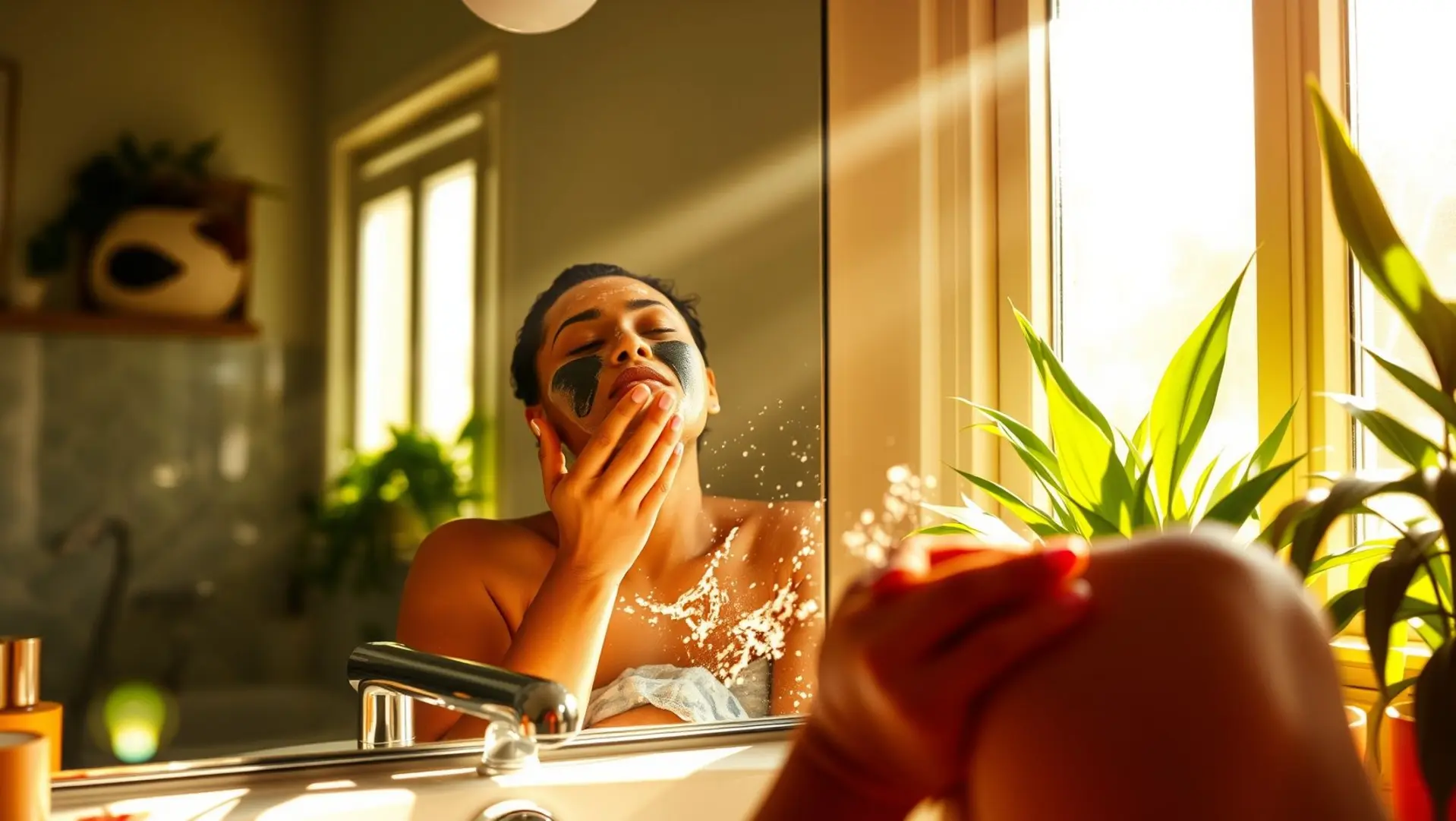 Por que o Sabonete de Carvão Ativado É um dos Queridinhos da Cosmética Natural 1 Mulher lavando o rosto com sabonete de carvão ativado