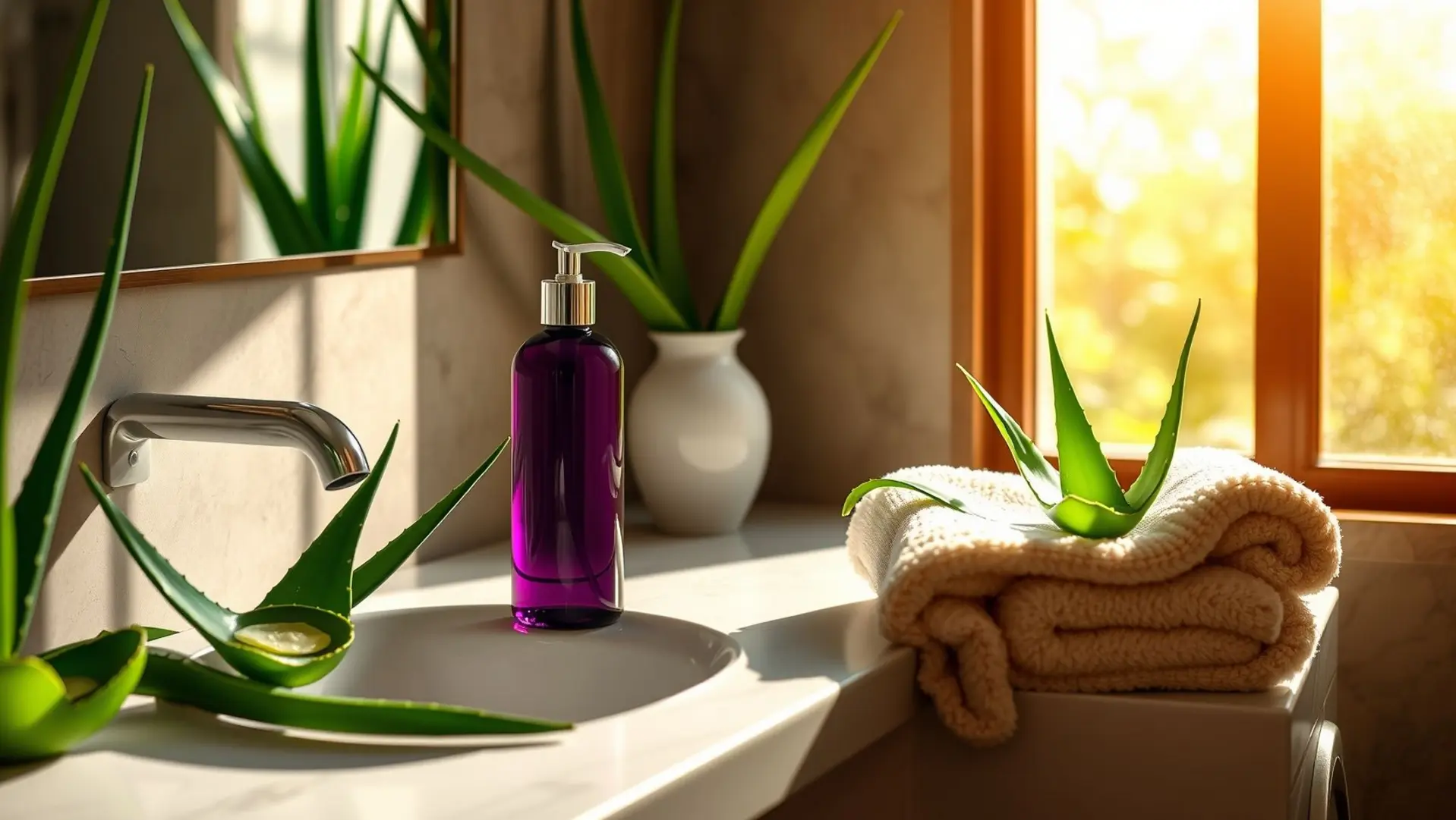 Imagem de sabonete de babosa em um banheiro relaxante