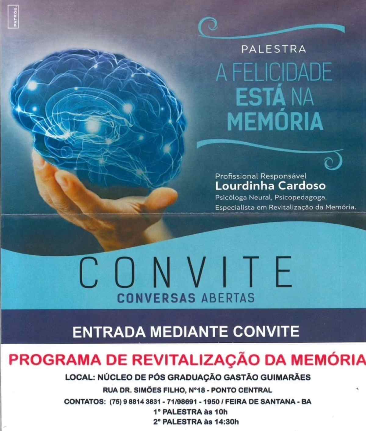 Palestra Gratuita em Feira de Santana Explora a Ligação Entre Memória e Felicidade